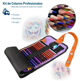 Bluelander Kit de Colores Profesionales de 50 Piezas, Lapices de Dibujo, 48 Lapices de Colores, 1 Sacapuntas y 1 Extensor de Lápiz, Estuche de Transporte, Colores para Principiantes y Profesionales