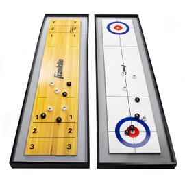 Franklin Sports 2-in-1 Shuffleboard Table and Curling Set - Portable Tabletop Set Includes 8 Rolling Mini Pucks - 45"