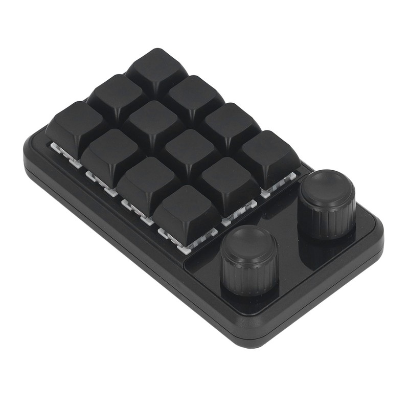 Mini Gaming Keypad 12 Keys 2 Knobs Blue Switch Black