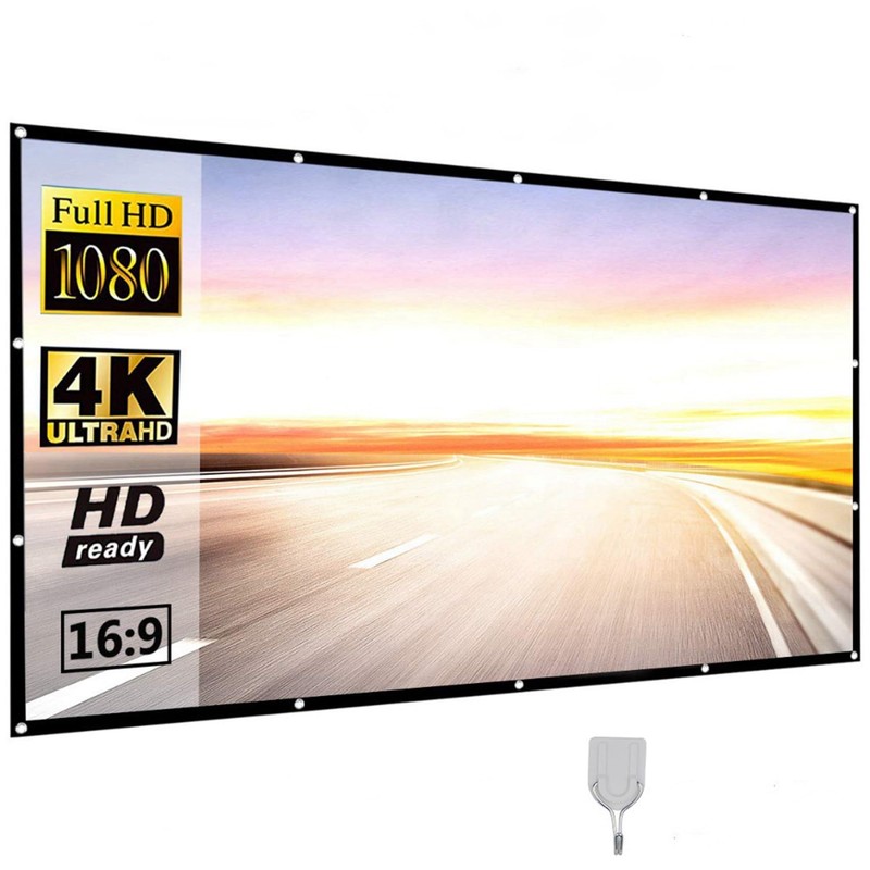 2X Portable Projector Screen for Home Theater Outdoor HD White