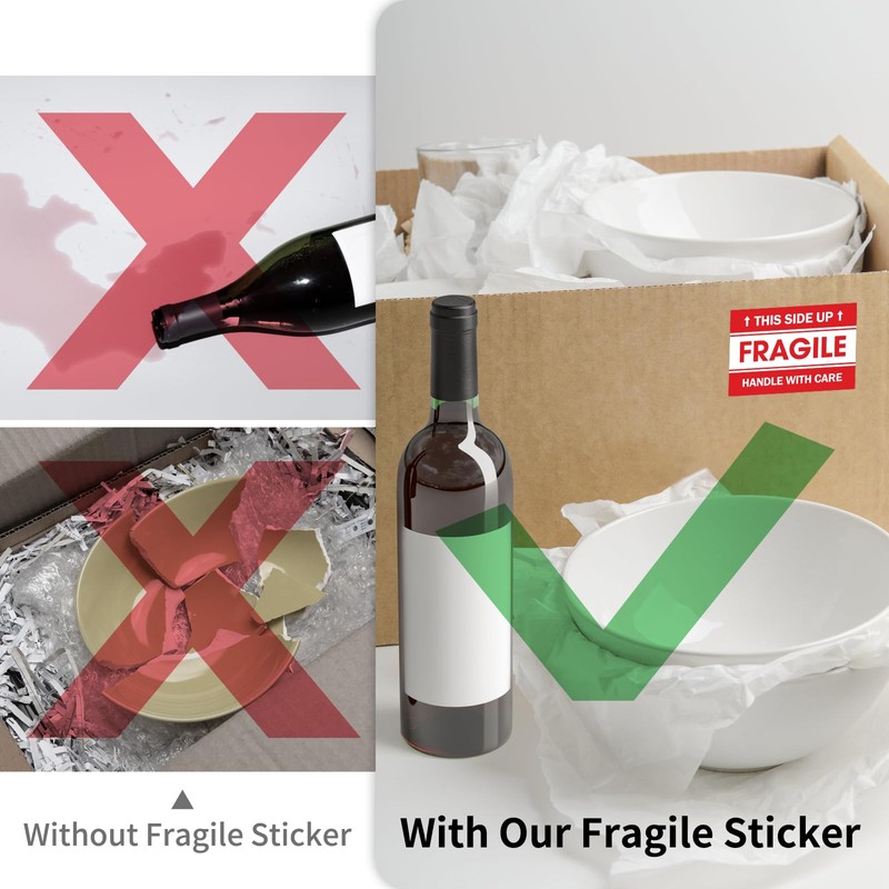 L LIKED 2"x 3" Fragile Stickers for Shipping and Moving,