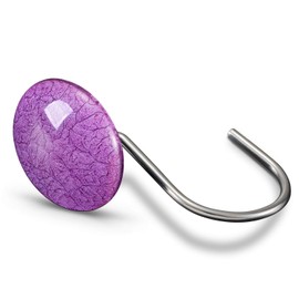 CHICTIE Shower Curtain Hooks,Set of 12 Shower Curtain Rings,Anti-Rust Decorative Marble Crack Design Shower Rings for Bathroom Curtains (Purple)