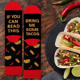AGRIMONY Funny Socks for Men Dad Women - If You Can Read This Bring Me TACOS Novelty Socks - Fathers Valentines Day Christmas Gifts Stocking Stuffers-Mens Boys Teens Crazy Colorful Funky Cotton Socks