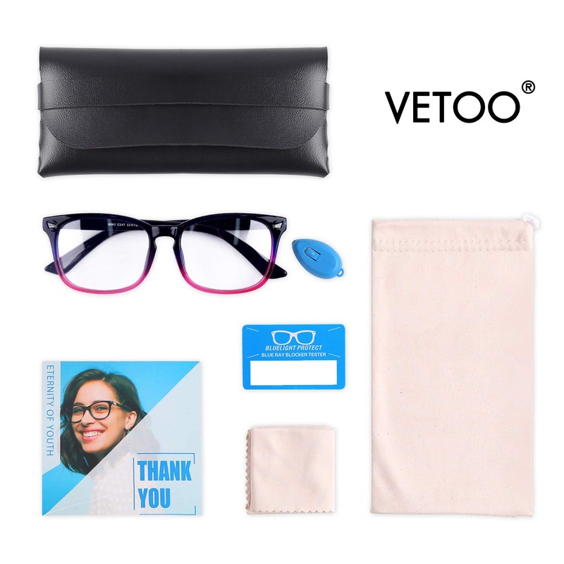 Vetoo Blue Light Blocking Glasses Computer PC Glasses Square Eyeglasses