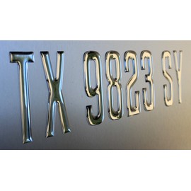 Boat & Jetski Registration Numbers - Domed/Raised Decal (16 pcs) Solid Chrome (Block Series)