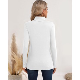 Neer 3 Pack Cotton Women's Turtleneck Long Sleeve Tops Thermal Underwear Base Layer Fall Winter Shirts Sweater(Black, White, Beige,XL)