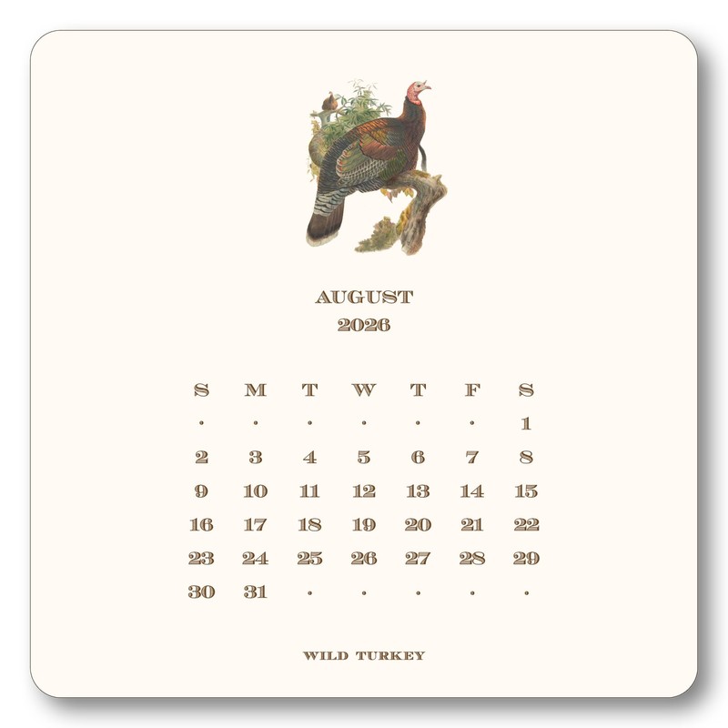 SHADE TREE GREETINGS Upland Birds 2026 Desk Calendar with Easel