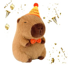 FveVqe Cartoon Capybara Home Decoration Gift, Birthday Hat Capybara Plush, 25cm/9.8in Adorable Soft capybara teddy, Cute Stuffed Capybara Teddy for Boys and Girls At Birthday Easter Gift