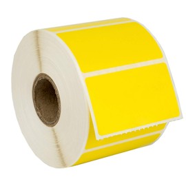 HOUSELABELS 2.25" x 1.25" Yellow Address Labels on 1" Core Compatible with Zebra and Rollo Printers, 12 Rolls / 1,000 Labels per Roll