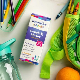 NatraBio Childrens Cough & Mucus | Homeopathic Relief of Mucus, Congestion and Cough | Ages 4+ Months | 4oz, 47 Serv.