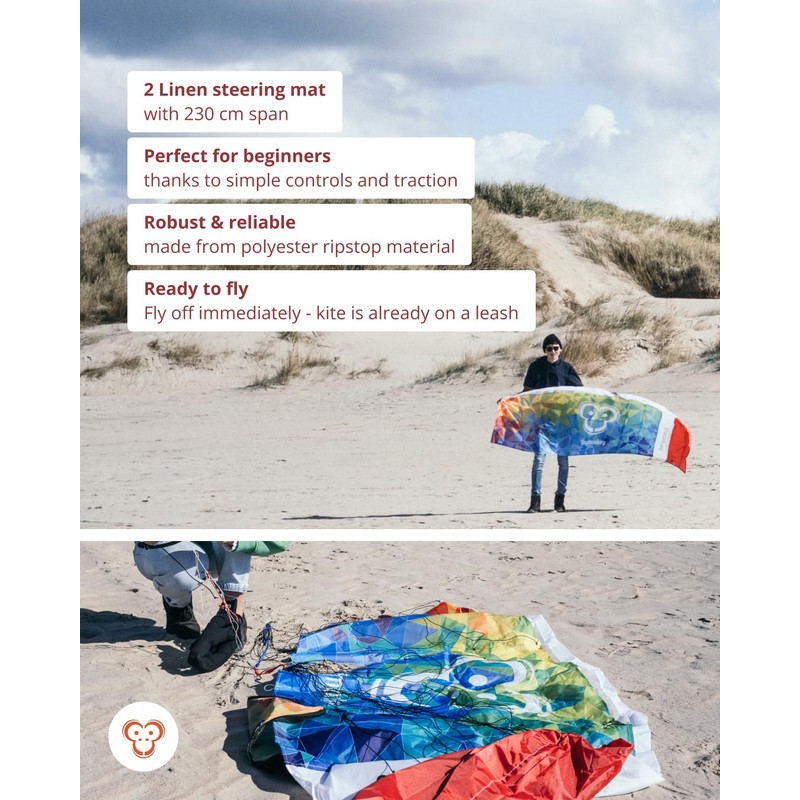 Skymonkey Airtwister 2.3 Parafoil with flight straps and bag, Ready