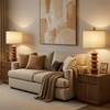 Scenekoy Wood Table Lamp Set of 2, 3-Way Dimmable Table