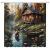 WANVYON Rustic Bear Shower Curtain Cabin Lodge Wild Animal Mountain