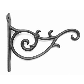 Spring life Cast Iron Ornate Hanging Flower Basket Bracket Hook in 3 colours(24cm) (Black)