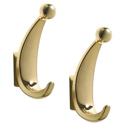 Yundoza 2 Pack Towel Hooks, Zinc Alloy Wall Mounted Coat Hooks for Bathroom Bedroom Entryway for Hanging Robes Keys Bags(Gold)