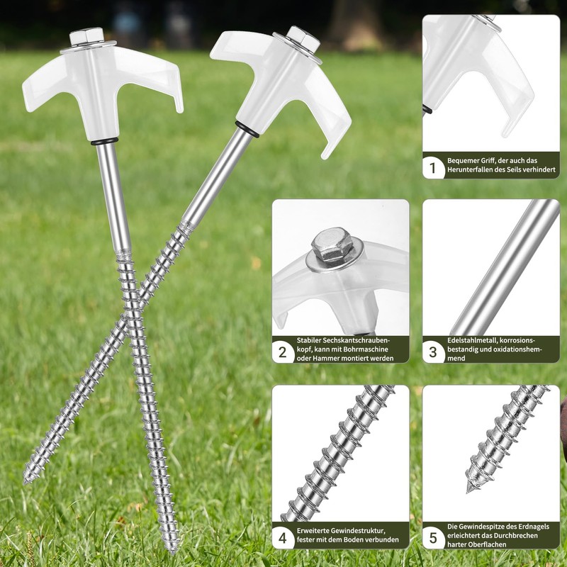 NPFVKSA 8”Heavy Duty Camping Tent Stakes 20 Pieces,Heavy Duty Tent