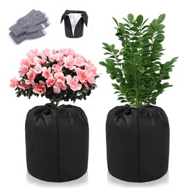 Pot Protection Plants Winter, 2 Pieces Thermal Pot Protection Plants, Winter Protection for Pot Plants, Winter Tent for Pot Plants, Frost Protection with Drawstring and Zip for Potted Plants (50 x 45