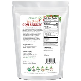 Organic Goji Berries - Premium Quality - Raw Sun Dried - Perfect Berry For Snacks, Smoothies, Cereal, Yogurt, Baking, Salads, Recipes - Non GMO, Vegan, Gluten Free - 1 lb