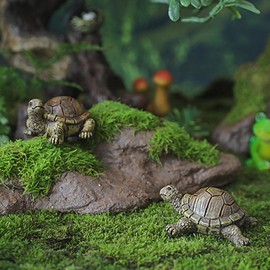 siqiaole Realistic Simulation Mini Turtle Figurines Resin Set of 2, Handmade Tortoise Miniature Decor for Aquarium, Terrarium, Fairy Garden, Bonsai Landscape and Shelf Display (2.3 in & 1.8 in)