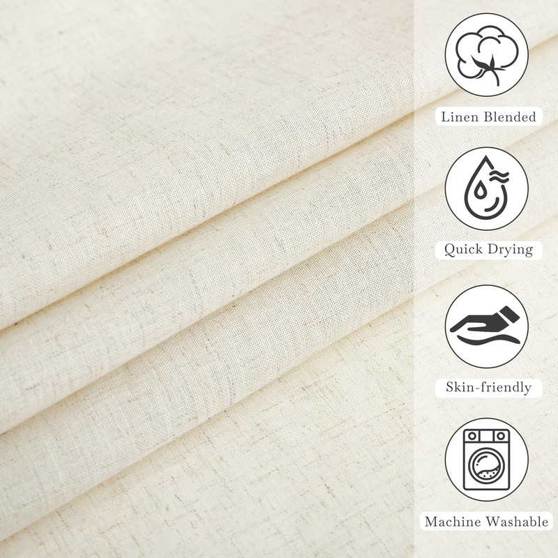 KGORGE Natural Linen Shower Curtain for Bathroom - Linen Blend