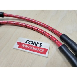 Ton's Performance Gasbox Custom Motorcycle Harley 8mm Cloth Plug Wires Red Black Harley 95-03 Sportster 883 1200 Coil Relocation