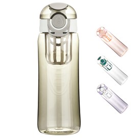 Kerilyn 28oz Water Bottle with Fruit Infuser Strainer, BPA-Free Sports Water Bottle, One-Click Clear Water Bottle with Safety Lock for Office, Gym, Outdoors, Grey