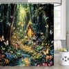 Coveimes Fantasy Forest Path Shower Curtain Beautiful Wonderland Rainforest Floral