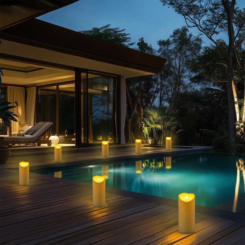 Homemory 4"x9" Outdoor Waterproof Flameless Candles with Timers and Remote