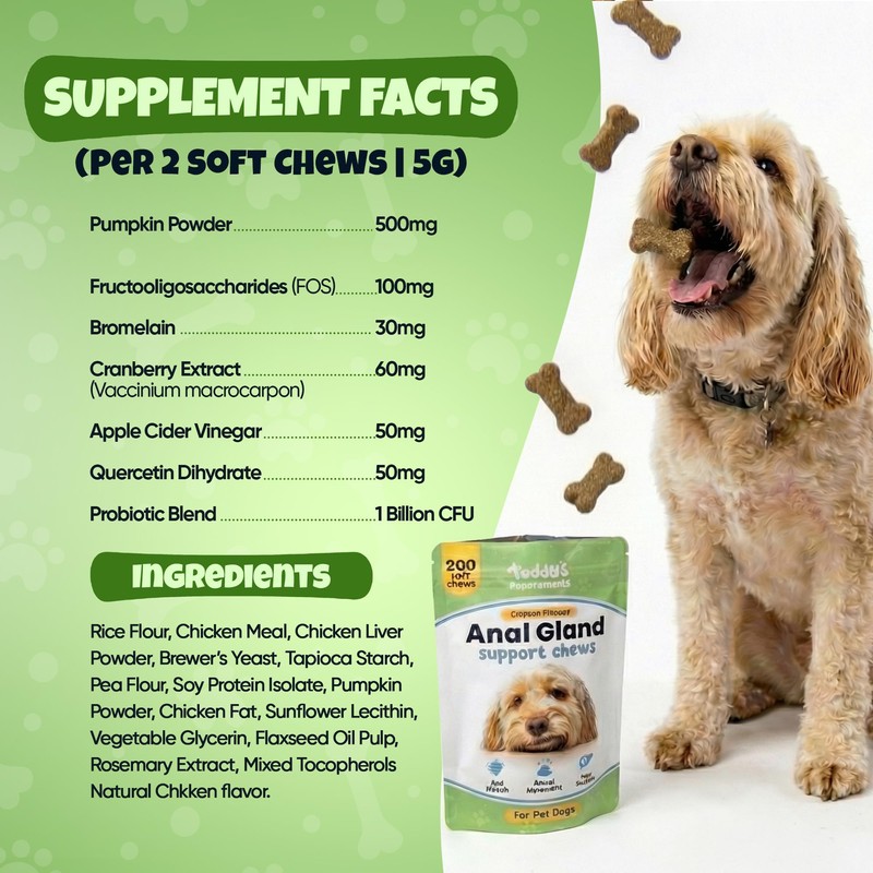 Anal Gland Chews for Dogs, 200 Chews - Dog Supplement