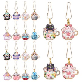 DICOSMETIC 20Pcs 10 Styles Zipper Pull Charms Alloy Enamel Zipper Replacement Metal Zipper Decorative Cup Cat Charms Zipper Pull Extended Zipper Tab Mend Fixer for DIY Sewing Craft Backpacks