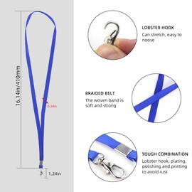 Premium Bulk Navy Blue Lanyards - 17.38 Inch Flat Lanyards with Clip Swivel Hook Detachable Buckle (20 Pack)