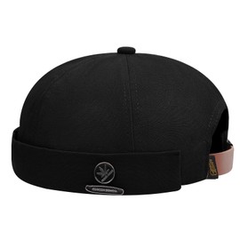 Croogo Fisherman Cap, Worch Cap, Roll Cap, Men's, Personality, Islamic Hat, Round, Japanese Style, Fashion, No Brim, Watch Cap, New Popular Adjustable, Black