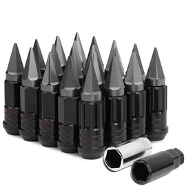 M12 x 1.5 Open/Closed End 16PC Aluminum Alloy Wheel Lug Nuts + 4 x Lock Nut + 1 x Key (Black Lug/Gun Metal Cap)