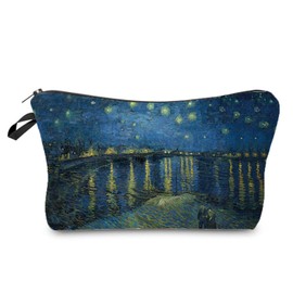 Livel lhood Van Gogh Starry Night Over the Rhone Cosmetic Bag Cute Makeup Bag Travel Toiletry Zipper Pouch Gifts Oil Painting Makeup Bag for Girls Women