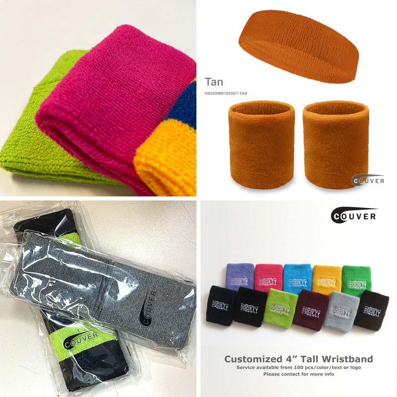 Couver - Muñequera deportiva de algodón sólido de rizo, 1