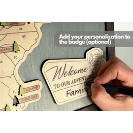 Lemap US Wooden National Parks Travel Map With Trees To Record Park Visits (Light Grey, Size M: 17.5 x 11 inch)