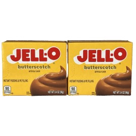 JELL-O Jello Butterscotch Instant Pudding & Pie Filling 3.4 oz (2 boxes)