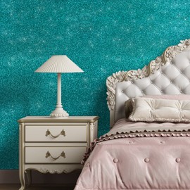 VEELIKE Sparkle Teal Green Glitter Wallpaper Roll Removable Peel and Stick Glitter Contact Paper 15.7''x354'' Self Adhesive Glitter Fabric Wallpaper for Bedroom Bathroom Walls Home Decor Shelf Liners