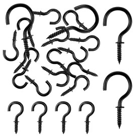 100 PCS 1/2IN Screw in Cup Hooks，Mounted on Wall Ceiling，Black Zinc Plated Metal Hooks for Hanging Lights,Plants, Indoor Outdoor for Utensils Decor (100, 1/2 in)
