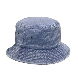Short Brim Visor Cotton Bucket Sun Hat Light Denim Blue Large/X-Large