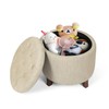 Adeco Fabric Cushion Button Tufted Lift Top Storage Footstool, Height