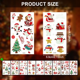18 Sheets Christmas Stickers, Various Patterns Glow In The Dark Christmas Temporary Tattoos Colorful Luminous Xmas Tree Stickers for Kids for Christmas Winter Party Decor