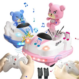 Hylukon 2 Pack Remote Control Cars Toys with LED Lights Music Spray, Ejecting RC Battle Bumper Cars Set, RC Race Vehicles Playset for Toddlers 3 4 5 6 7 8 Years Old Boys Girls Birthday Xmas Gifts