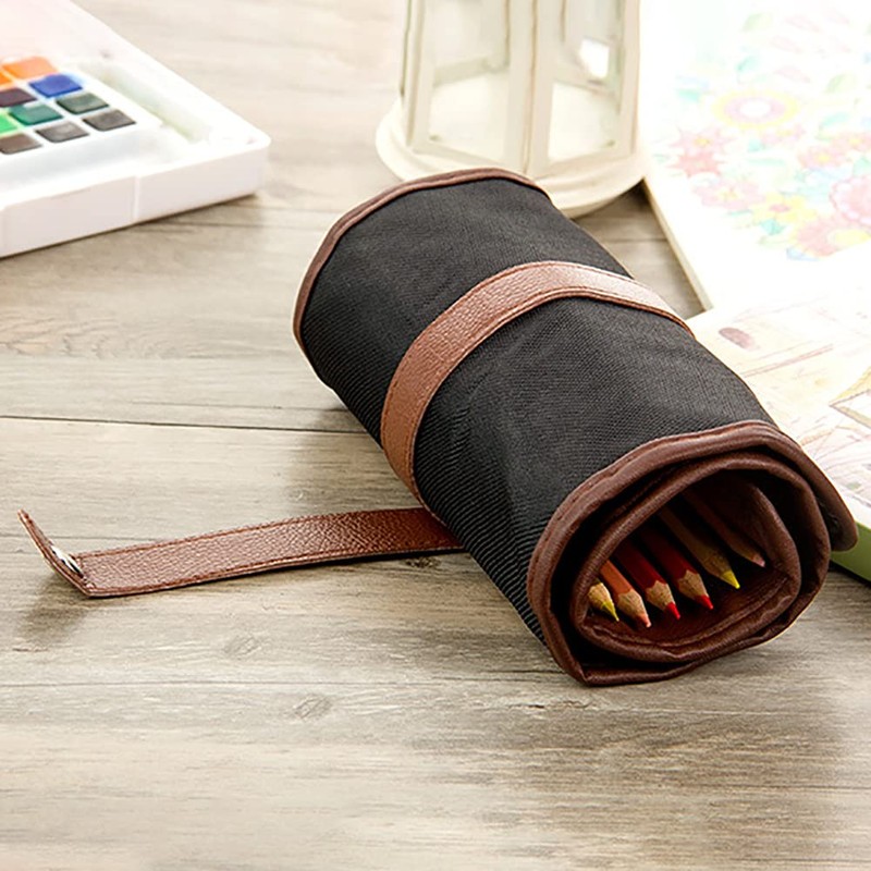 Canvas Roll Up Pencil Case Pencil Pouch Holder Pencils Wrap