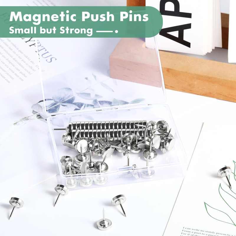20 Sets Magnetic Push Pins, Silver Magnetic Tacks, Thumbtacks for