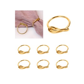 GARDNA - Juego de 6 servilleteros dorados (nudo infinito) - Elegante figura moderna de ocho diseños simples, bonito juego de 6 unidades, para boda, despedida de soltera, compromiso, decoración de mesa