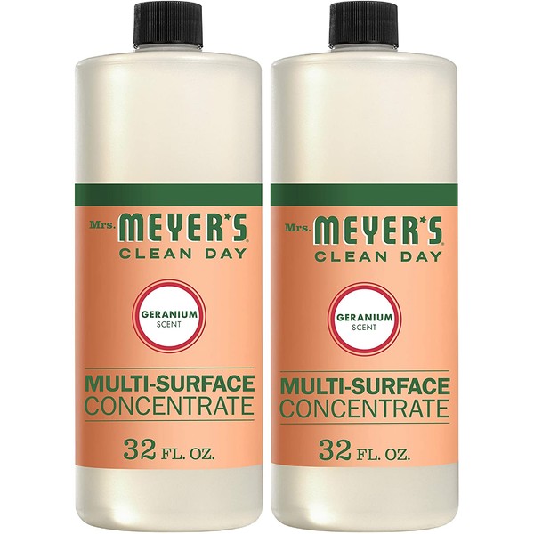 Mrs. Meyer's Clean Day Multi-Surface Cleaner Concentrate, Use to Clean Floors, Tile, Counters, Geranium Scent, 32 oz - Pack of 2