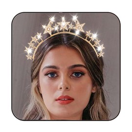 Star Headband, Hair Accessories Stars, Glitter Headband, Star Headband with Rhinestones, for Women and Girls, Carnival, Wedding, Birthday Party Costume (GoldF)