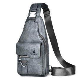A-QMZL Men's Shoulder Bag Backpack One Shoulder Men's Leather Shoulder Bag Men's Small Waterproof Shoulder Sling Bag Small Crossbody Bag, gray
