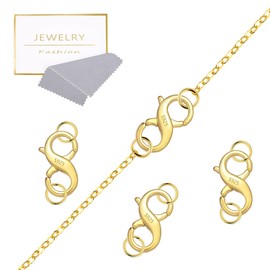 ALEXCRAFT Double Chain Clasp, Pack of 4, Gold 925 Double Lobster Scissors, Lobster Clasp, Large 14K Gold-Plated Clasp for Chains, Bracelets, Necklaces, Jewellery Making, Gold